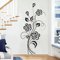 Image of Beautiful black flower wall sticker for home décor and decoration