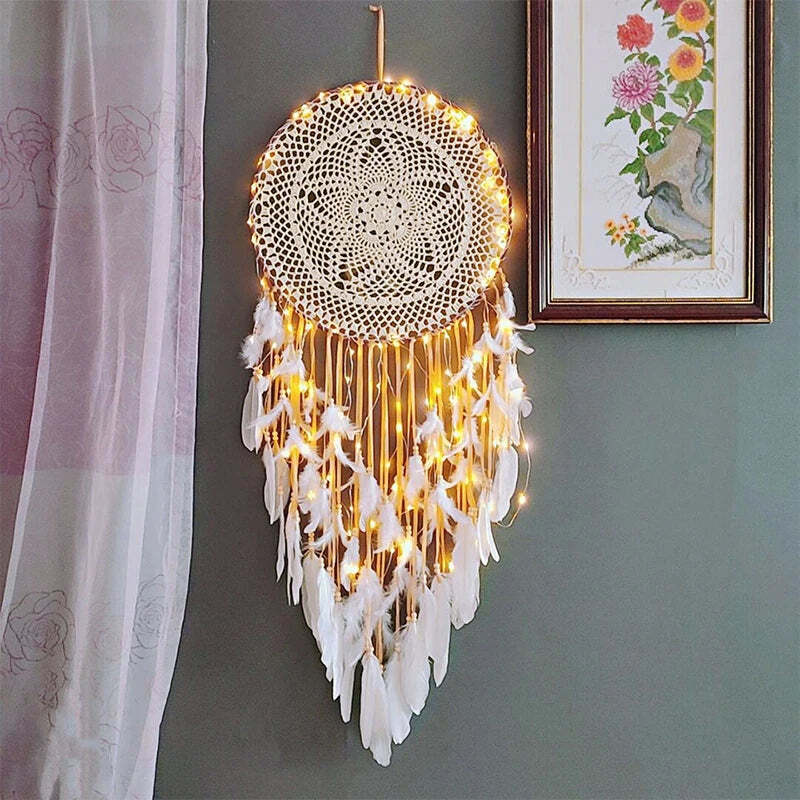 Image of Big dream catcher with lights for kids' room decor