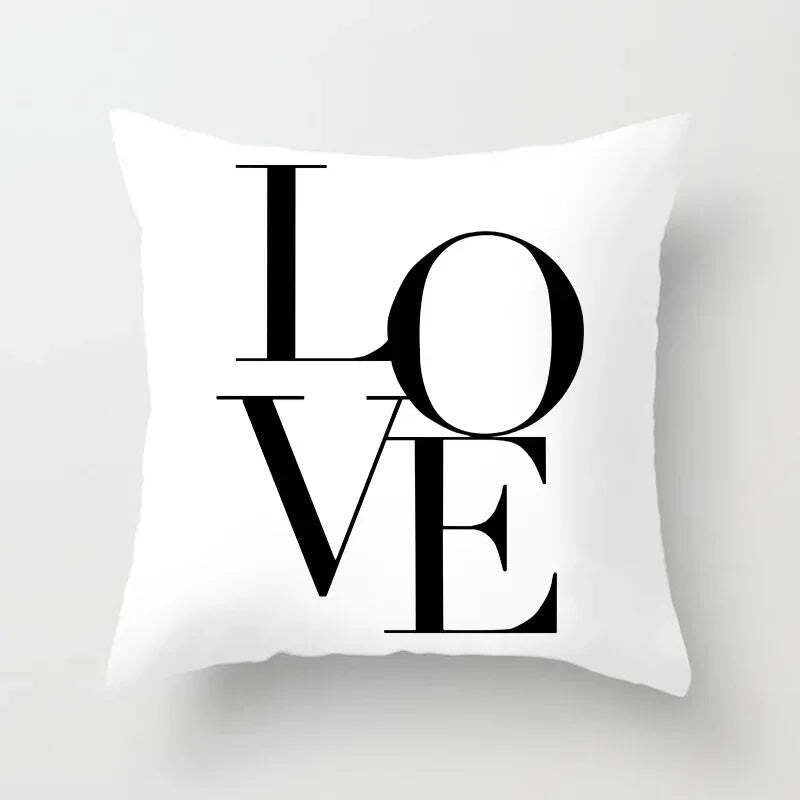 Image of Black and white geometric portrait pillowcase for home and office decor