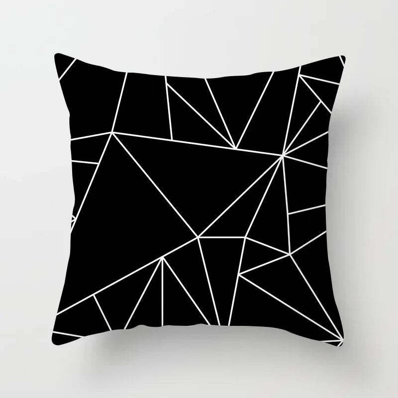 Image of Black and white geometric portrait pillowcase for home and office decor