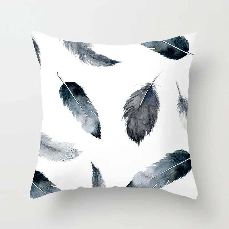 Image of Black and white geometric portrait pillowcase for home and office decor