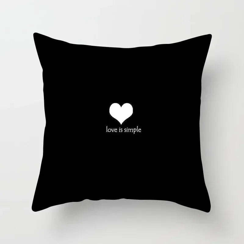 Image of Black and white geometric portrait pillowcase for home and office decor