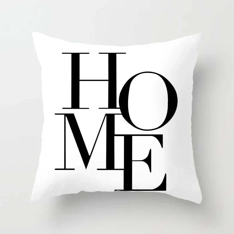 Image of Black and white geometric portrait pillowcase for home and office decor