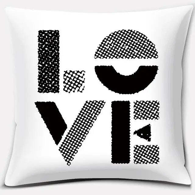 Image of Black and white printed square pillowcase for stylish home decor