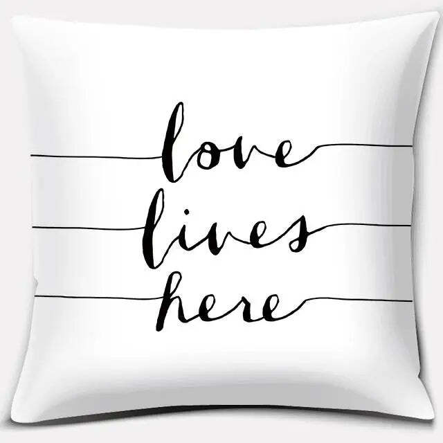 Image of Black and white printed square pillowcase for stylish home decor