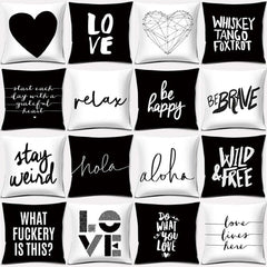 Image of Black and white printed square pillowcase for stylish home decor