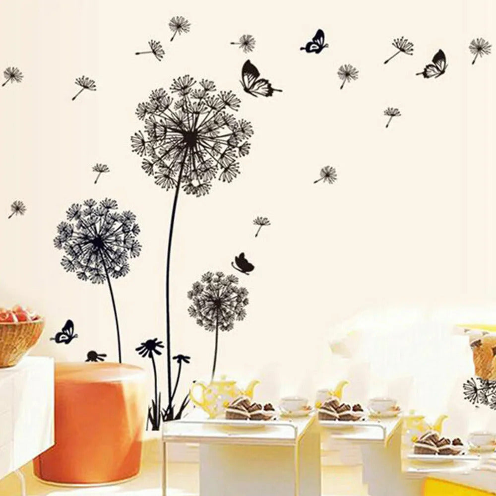 Image of Black dandelion wall stickers for stylish home decor