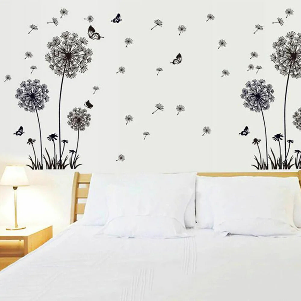 Image of Black dandelion wall stickers for stylish home decor