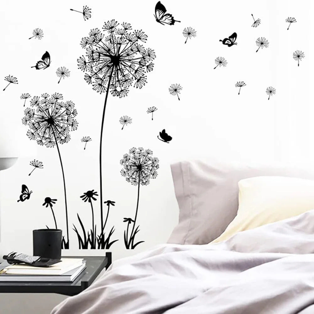 Image of Black dandelion wall stickers for stylish home decor