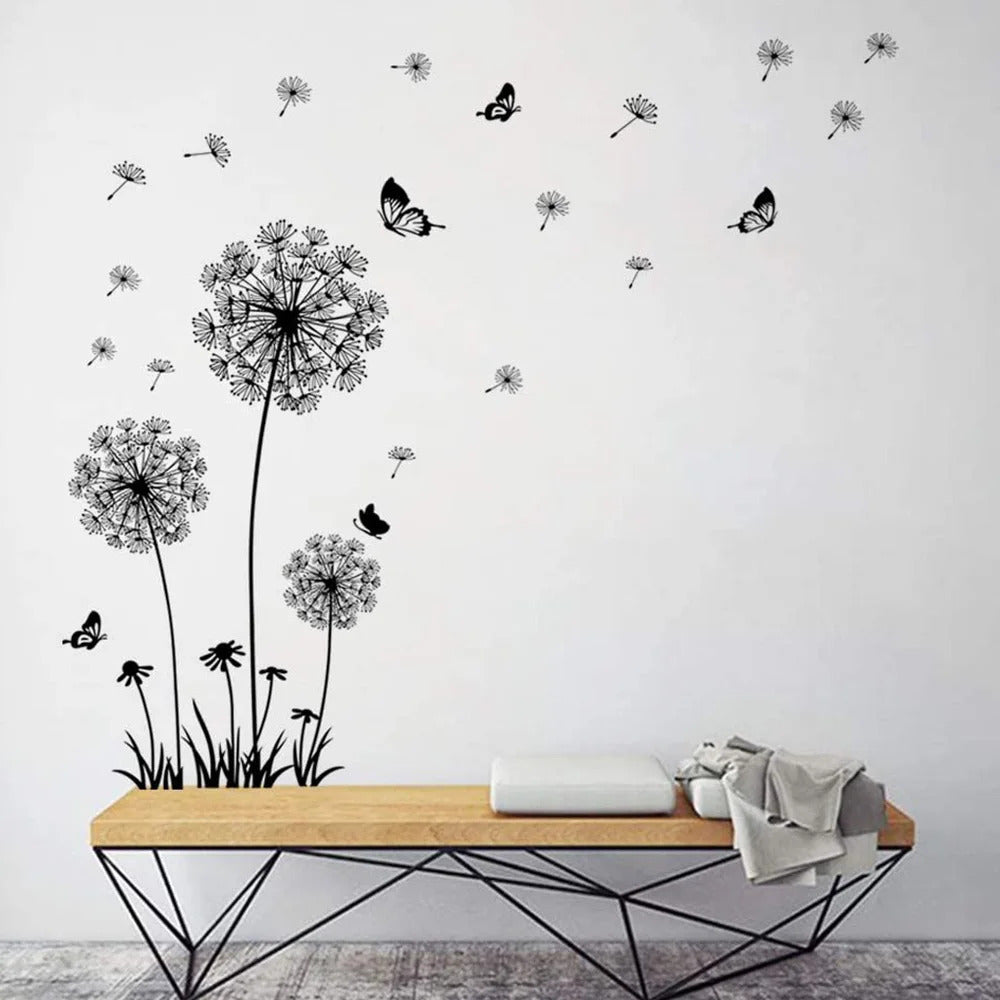 Image of Black dandelion wall stickers for stylish home decor