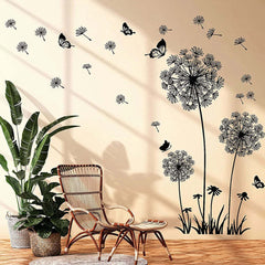 Image of Black dandelion wall stickers for stylish home decor