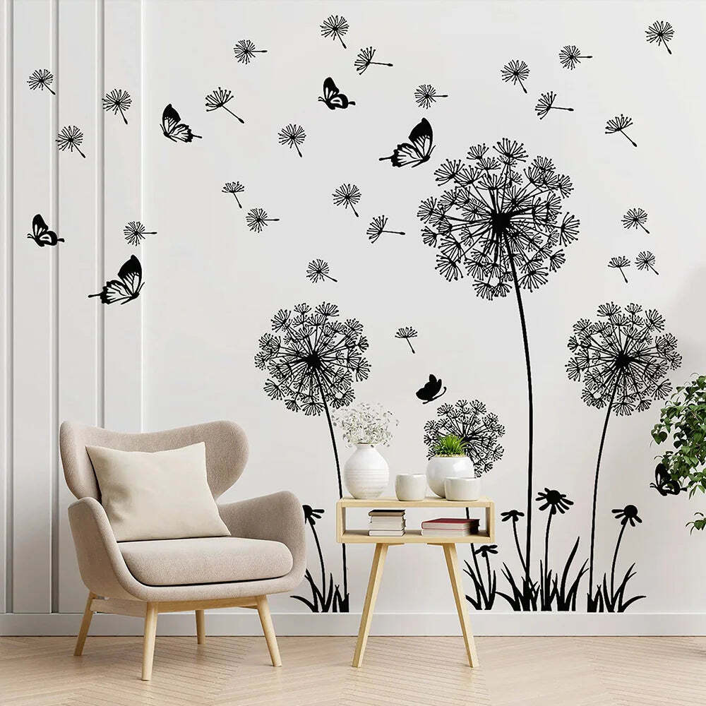 Image of Black dandelion wall stickers for stylish home decor