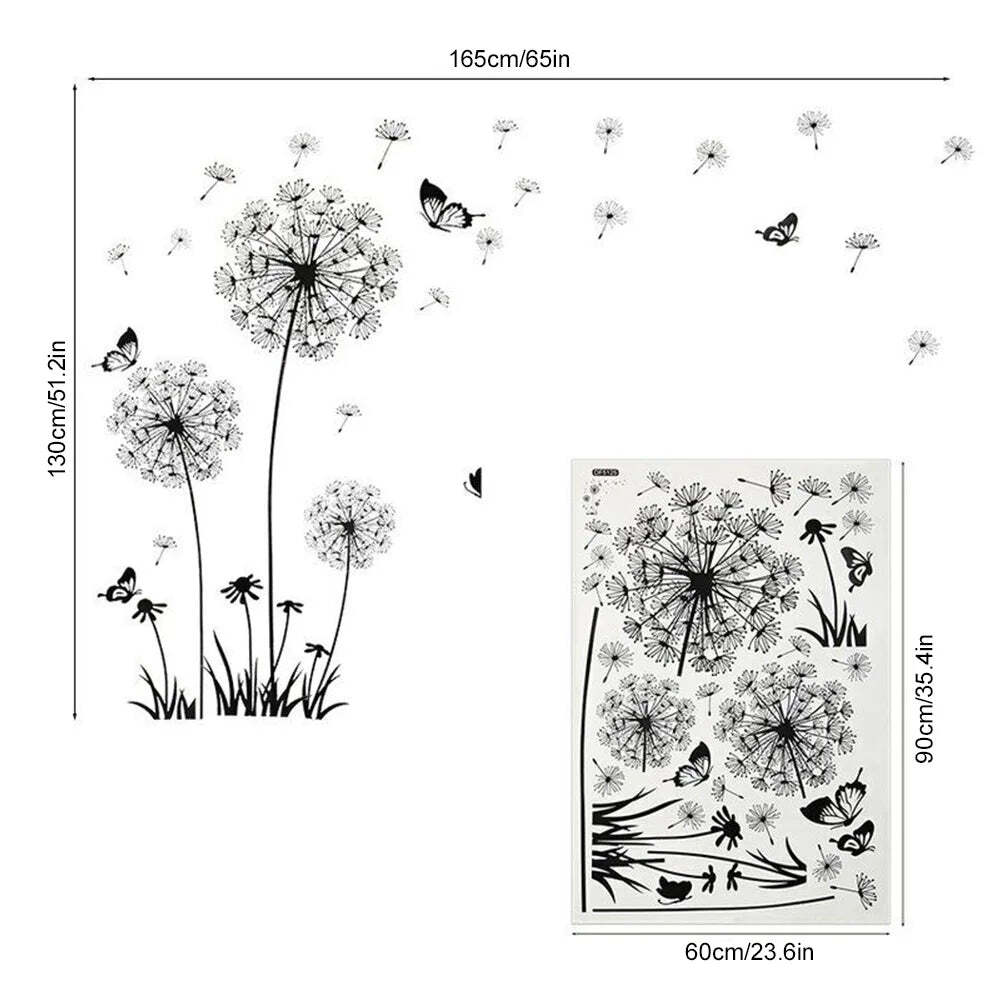 Image of Black dandelion wall stickers for stylish home decor