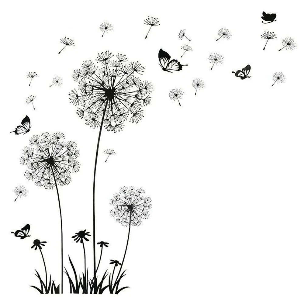 Image of Black dandelion wall stickers for stylish home decor