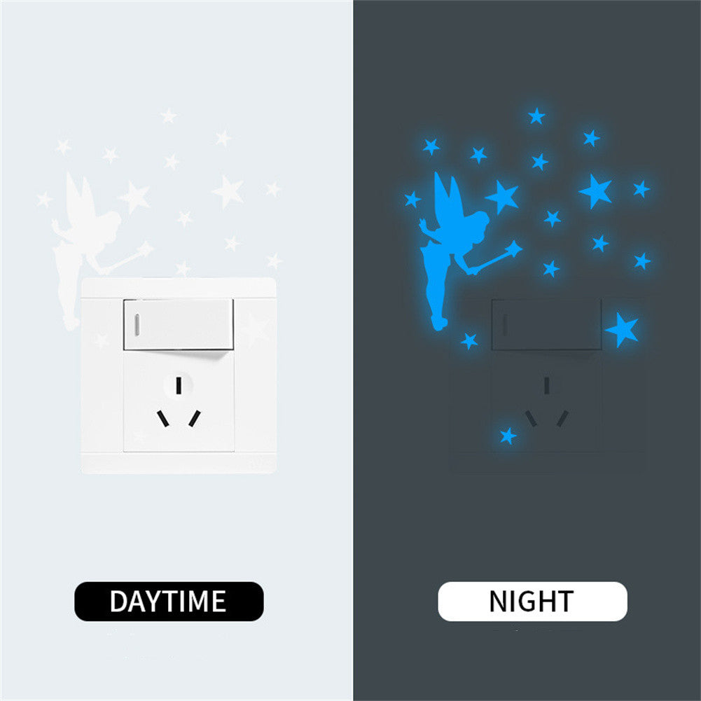 Image of Blue luminous switch stickers for decorative wall decals in children's rooms