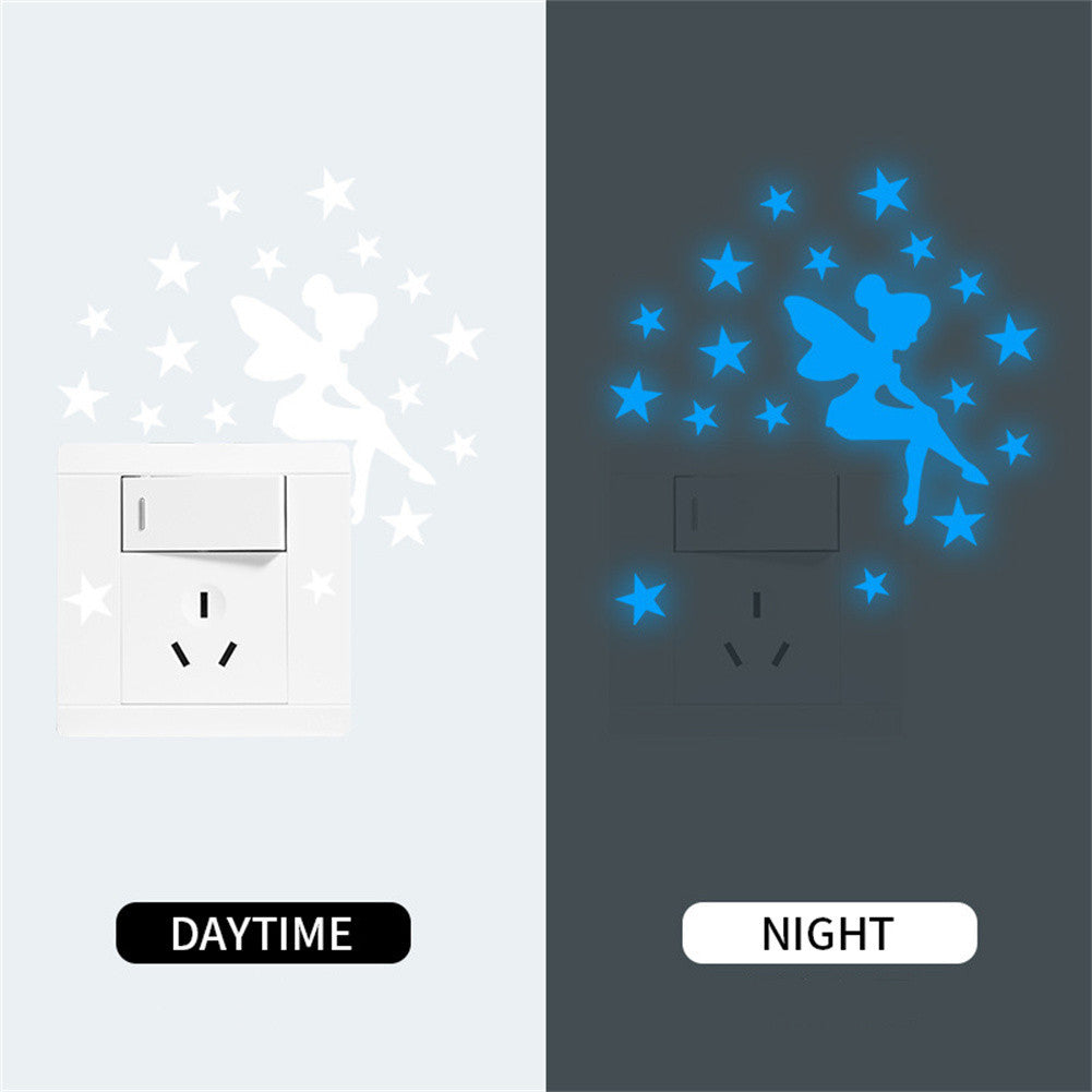 Image of Blue luminous switch stickers for decorative wall decals in children's rooms