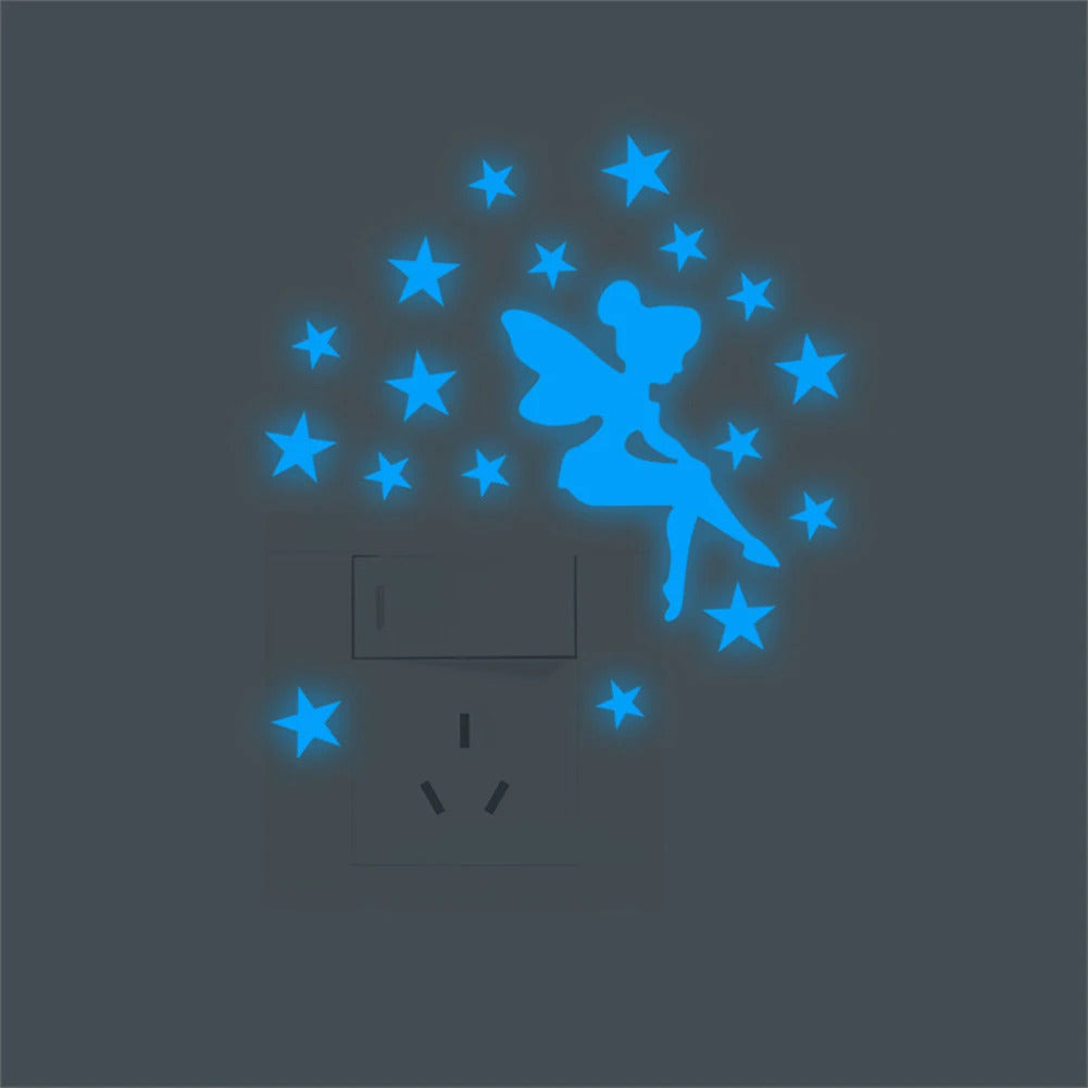 Image of Blue luminous switch stickers for decorative wall decals in children's rooms