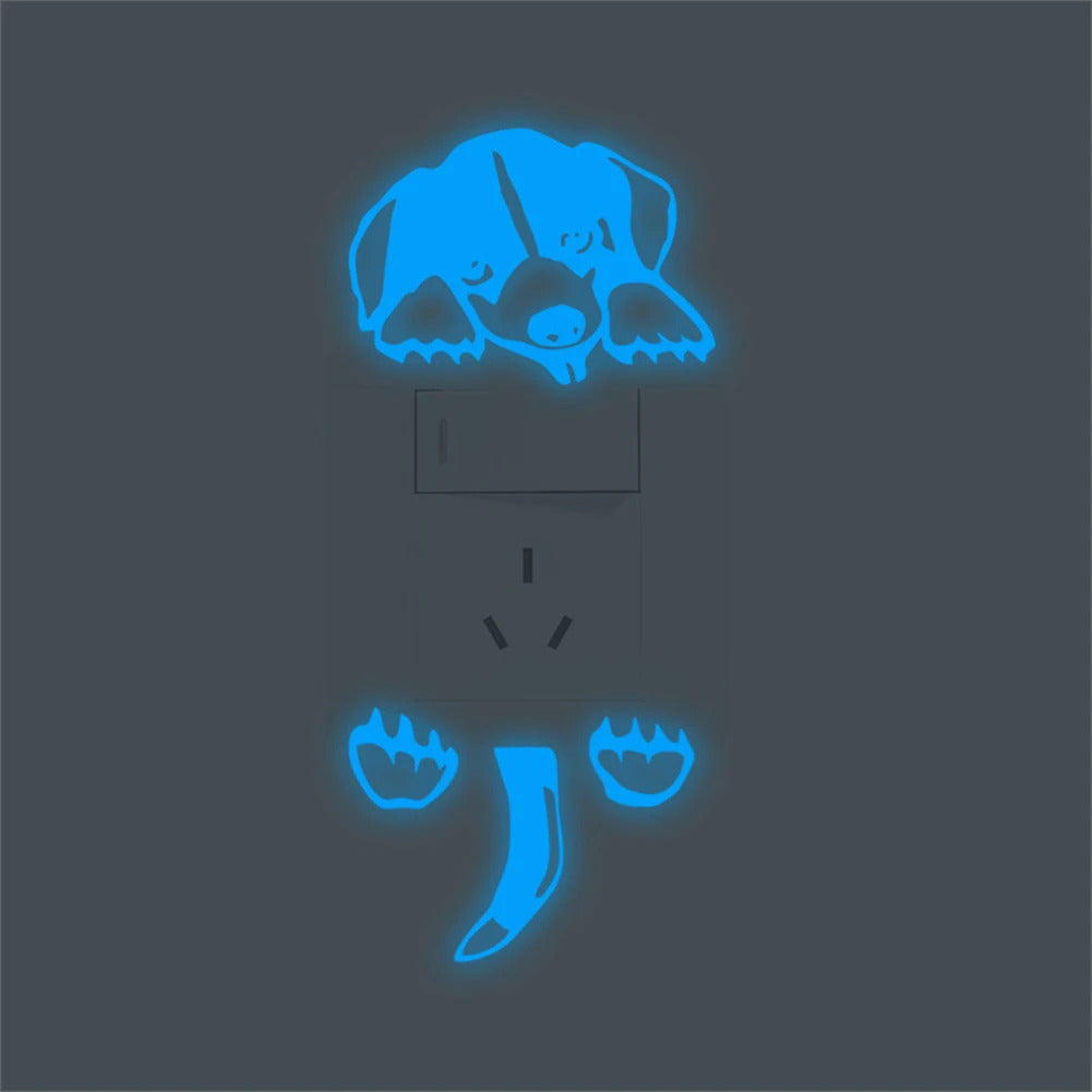 Image of Blue luminous switch stickers for decorative wall decals in children's rooms