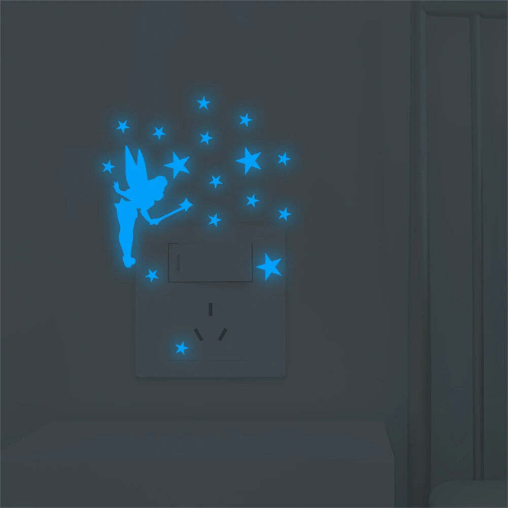 Image of Blue luminous switch stickers for decorative wall decals in children's rooms