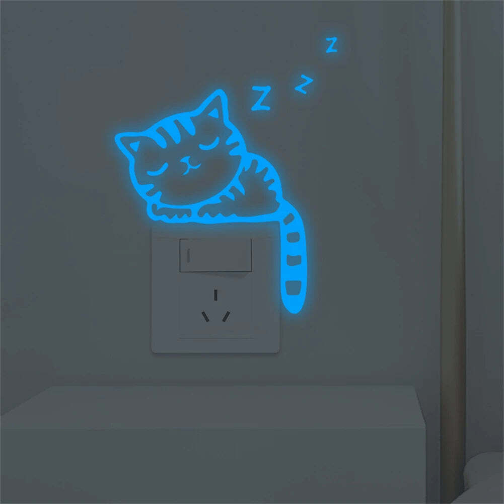 Image of Blue luminous switch stickers for decorative wall decals in children's rooms