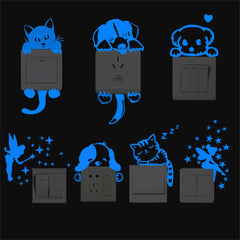 Image of Blue luminous switch stickers for decorative wall decals in children's rooms