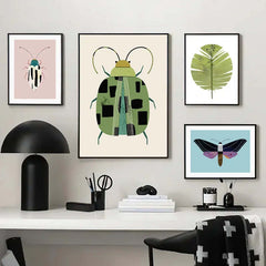 Image of Butterfly wall art and ladybug canvas painting for kids' room decor