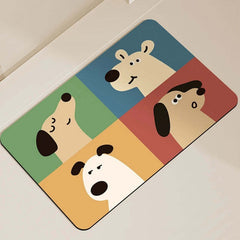 Image of Cartoon bathroom rug, quick dry super absorbent diatomite mat with non-slip rubber base