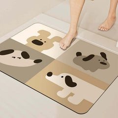 Image of Cartoon bathroom rug, quick dry super absorbent diatomite mat with non-slip rubber base