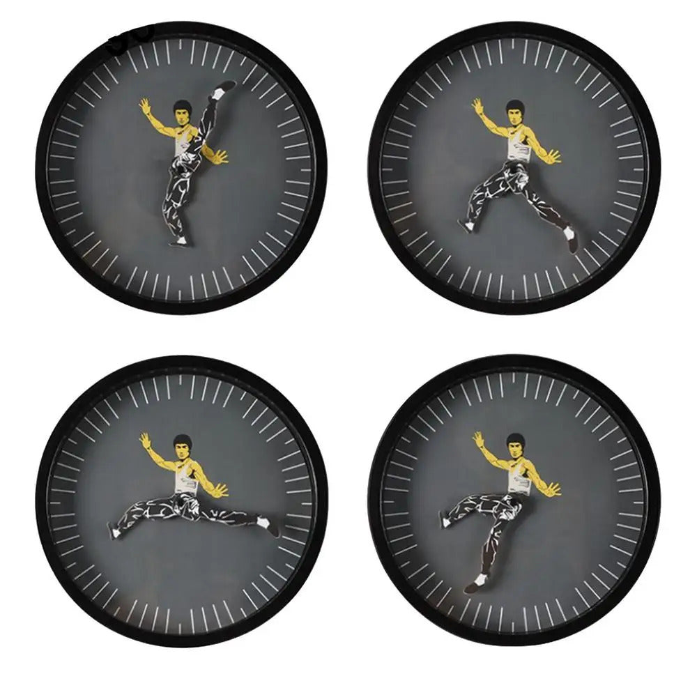 Image of Chinese Kungfu novelty wall clock – silent battery-operated design for modern living spaces