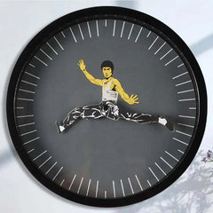 Image of Chinese Kungfu novelty wall clock – silent battery-operated design for modern living spaces