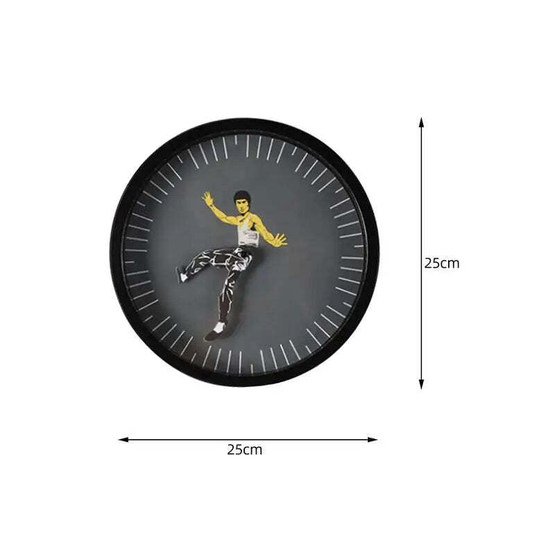 Image of Chinese Kungfu novelty wall clock – silent battery-operated design for modern living spaces