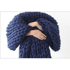 Image of Chunky merino wool blanket - thick knitted throw for winter warmth