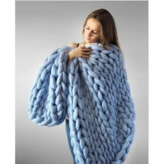 Image of Chunky merino wool blanket - thick knitted throw for winter warmth