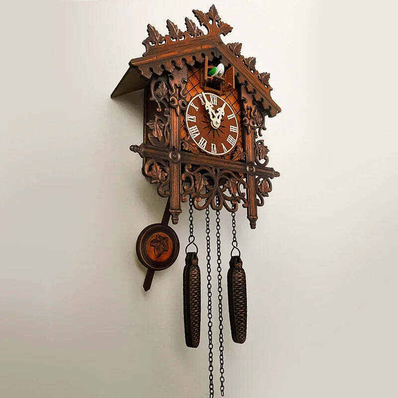 Image of Classic wooden cuckoo wall clock for stylish home decor