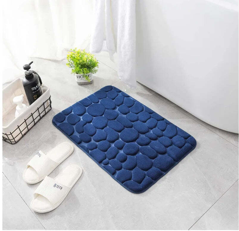 Image of Cobblestone embossed non-slip bath mat with memory foam comfort