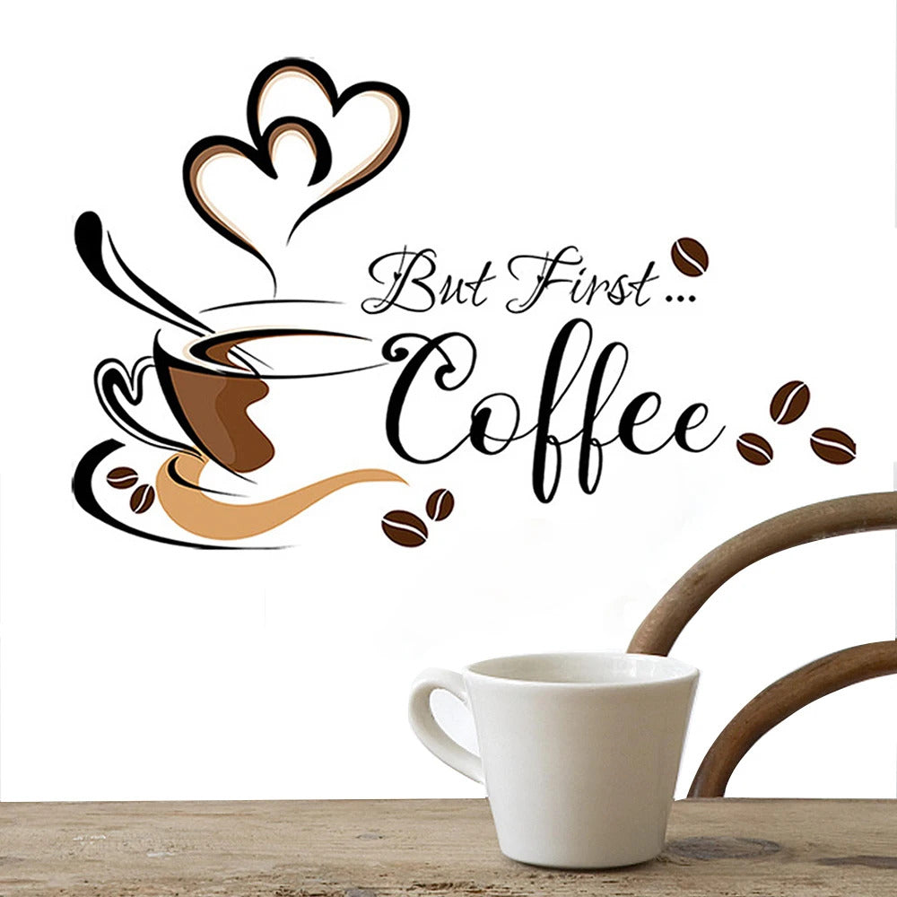 Image of Coffee cup pattern wall stickers for cafe and home decoration