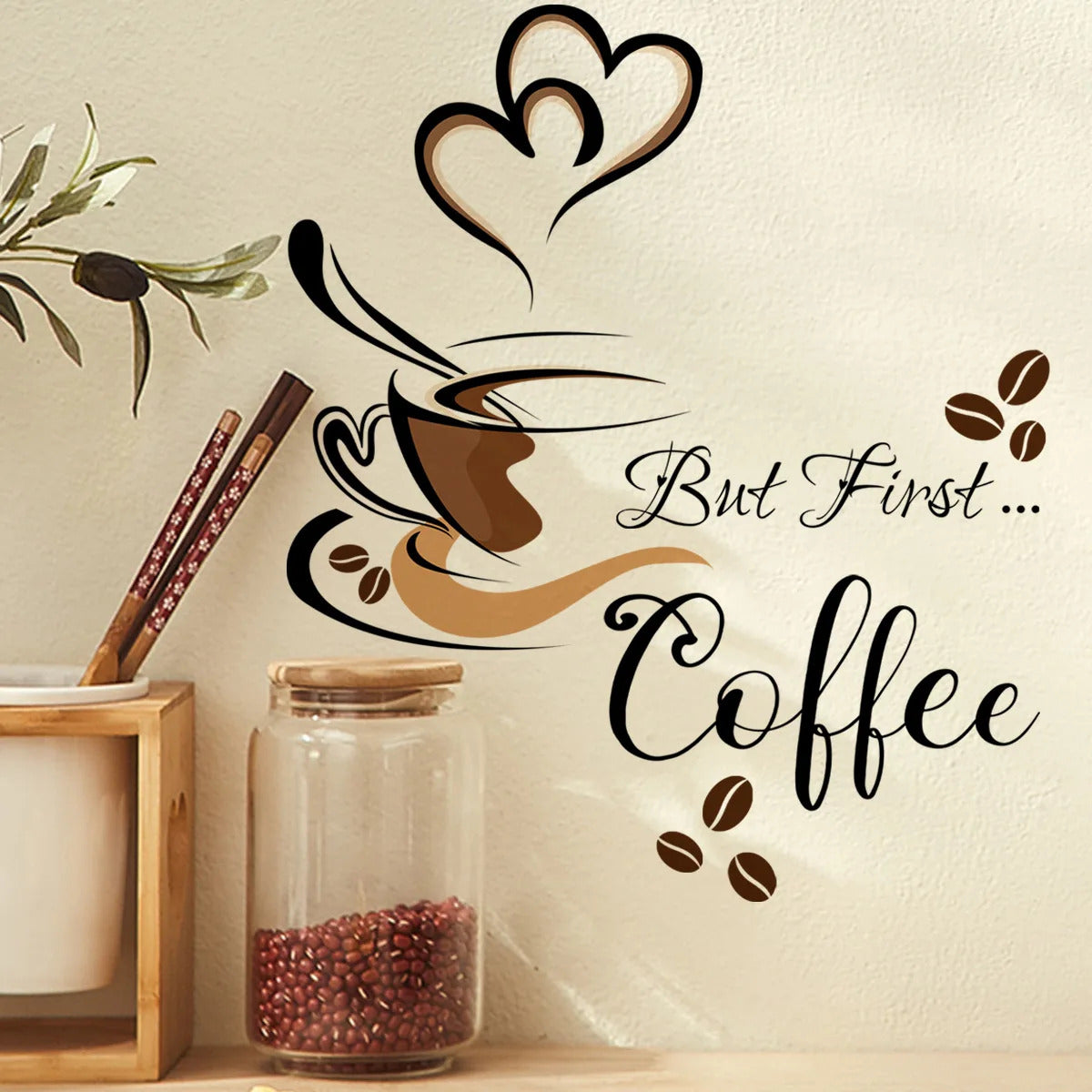 Image of Coffee cup pattern wall stickers for cafe and home decoration