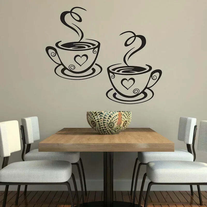 Image of Coffee cup pattern wall stickers for cafe and home decoration