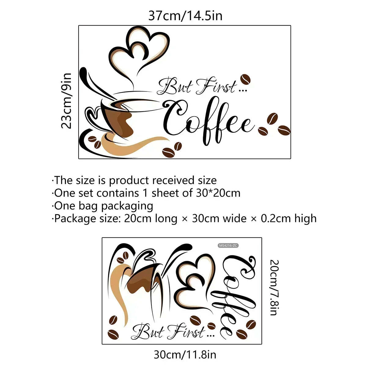 Image of Coffee cup pattern wall stickers for cafe and home decoration