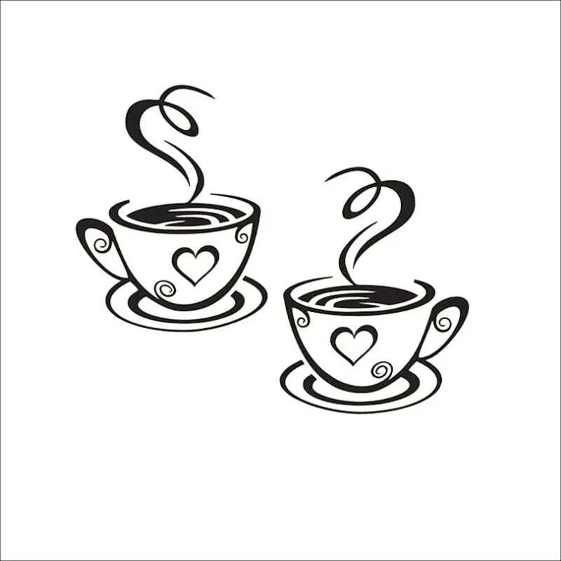 Image of Coffee cup pattern wall stickers for cafe and home decoration