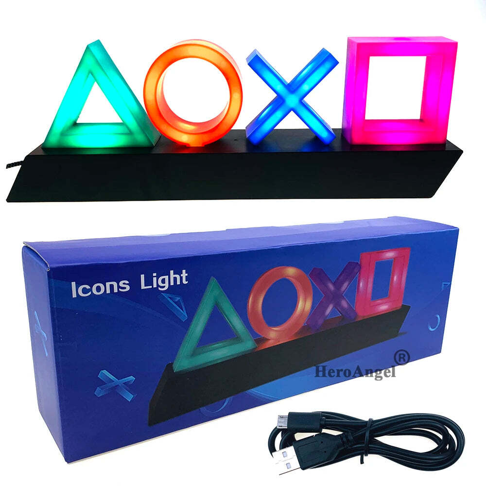 Image of Colorful LED game icon lamp with voice control for PS4 and PS5