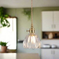 Image of Copper glass amber floral pendant chandelier for modern interiors