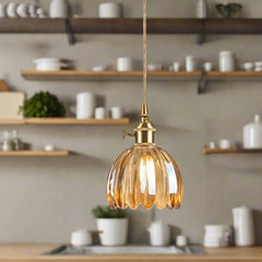 Image of Copper glass amber floral pendant chandelier for modern interiors