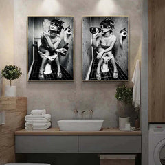 Image of Crazy in love smoking woman canvas art print for modern home decor