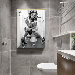 Image of Crazy in love smoking woman canvas art print for modern home decor