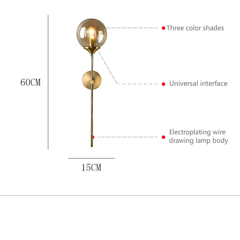 Image of Creative golden glass wall lamp for modern home decor