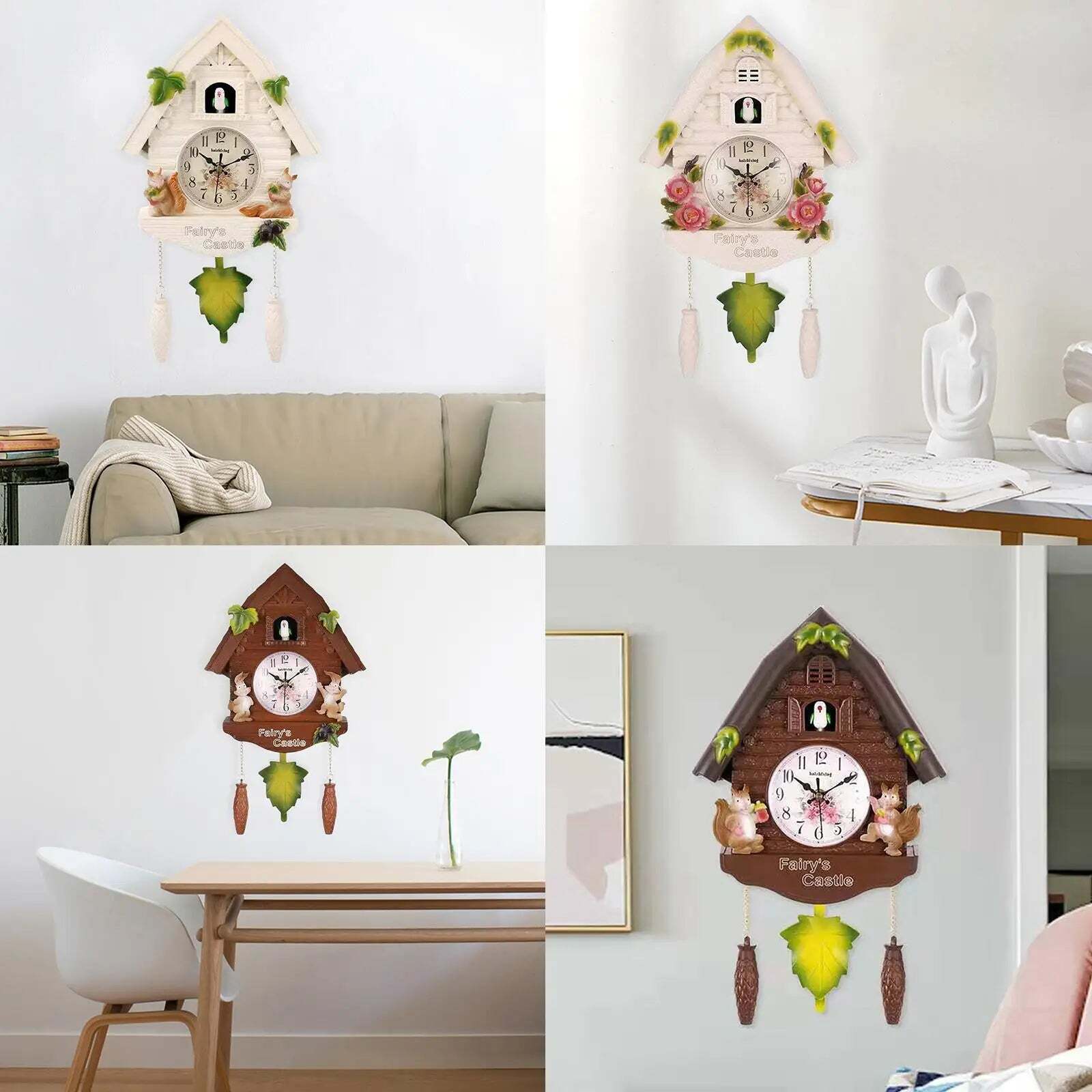 Image of Cuckoo wall clock with pendulum for kids' room and indoor decoration