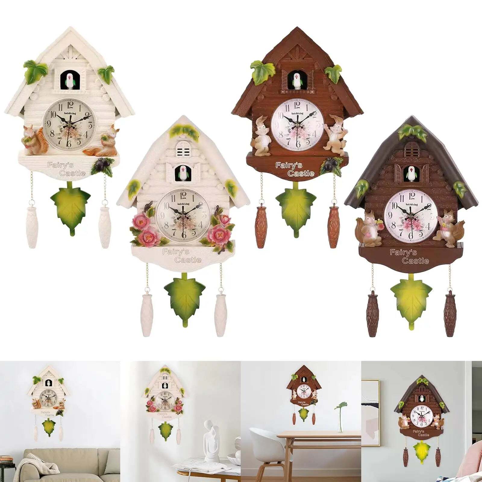 Image of Cuckoo wall clock with pendulum for kids' room and indoor decoration