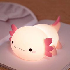 Image of Cute axolotl silicone night light for kids with touch control and adjustable brightness