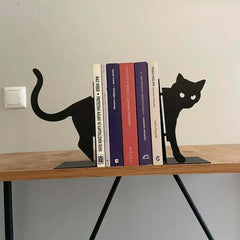 Image of Cute cat metal bookends for stylish organization in any space